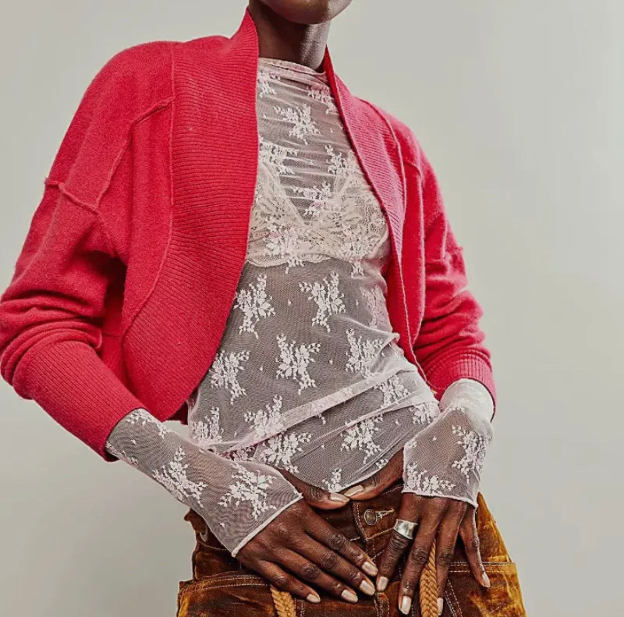 Layering Floral Lace Mesh Top
